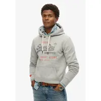 Superdry pour homme. M2014122A Sweat à capuche de coupe décontractée avec logo Vintage Heritage gris (XL), Casuel, Coton