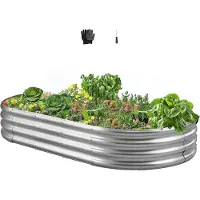 Vevor Potager Surélevé Métal 180x90x29 cm Carré Potager Surélevé Galvanisé Lit de Jardin Fond Ouvert Bac de Jardinage pour Culture de Légumes