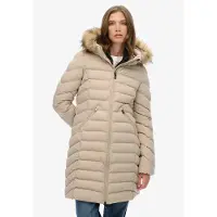 Superdry pour femme. W5011999A Manteau Fuji Faux beige (M), Casuel, Polister recyclé, Durable