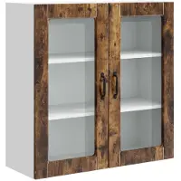 vidaXL Armoire murale en verre PORTO, chêne fumé, 80 x 31 x 80 cm