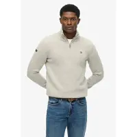 Superdry pour homme. M6110706A Pull col mao avec fermeture éclair gris (XXL), Beige, Casuel, Coton, Manche longue