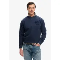 Superdry pour homme. M2014483A Sweat-shirt col rond Vintage Athletic Tonal Crew bleu marine (XXL), Casuel, Coton
