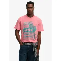 Superdry pour homme. M1012360A Roadside Trade Loose T-shirt rose (XL), Casuel, Coton, Manche courte