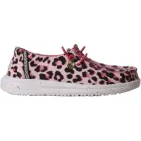 HEY DUDE Mocassin à lacets - - Wendy Y Getaway Lace - Rose/Leopard - Enfant T.31 - Dessus textile