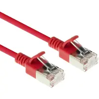 ACT Red 0.15 meter LSZH U/FTP CAT6A datacenter slimline patch cable snagless with RJ45 connectors (DC7530)