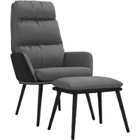 vidaXL Fauteuil relax avec pouf gris clair Tissu et similicuir