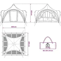 vidaXL Tente de type tipi, gris et orange, pour 6 personnes, en polyester et en acier