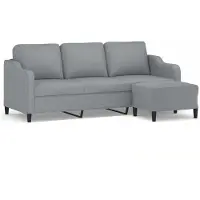 vidaXL Canapé 3 places avec pouf gris clair 180 cm Tissu