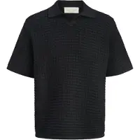 Jack & Jones Nantucket Knit Split Neck Short Sleeve Polo Noir L Homme