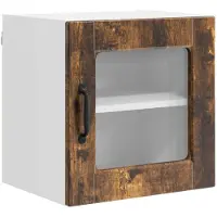 vidaXL Armoire murale en verre PORTO, chêne fumé, 40 x 31 x 40 cm