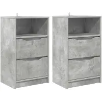 vidaXL Tables de chevet avec tiroir 2 pcs Gris béton 40 x 30 x 467 cm