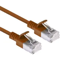ACT Brown 1 meter LSZH U/FTP CAT6A datacenter slimline patch cable snagless with RJ45 connectors