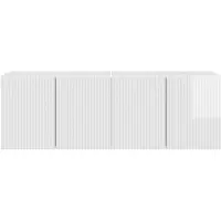 vidaXL : Meuble mural pour télévision, 2 pièces, blanc brillant, fabriqué en bois composite
