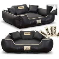AIO Factory Lit pour chien KINGDOG ECO LEATHER 115x95 cm personnalisable amovible antidérapant noir
