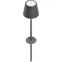 Zafferano Lampe Avec Piquet Poldina Pro Gris Foncé, Portable, Rechargeable, Graduable,Tactile, Haute Protection, Hauteur Modulable