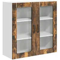 vidaXL Armoire murale en verre LUCCA, chêne fumé, 80 x 31 x 80 cm