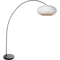 Steinhauer - lampadaire - Solva - noir - métal textile - lampe arquée - E27 - 4630ZW