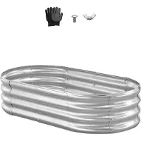 Vevor Potager Surélevé Métal 120x60x29 cm Carré Potager Surélevé Galvanisé Lit de Jardin Ovale Bac de Jardinage Fond Ouvert pour Culture de Légumes Fleurs Herbes Aromatiques Plantes Grasses