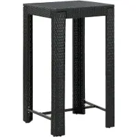 vidaXL Table de bar de jardin noire 60,5x60,5x110,5 cm Poly rotin
