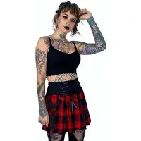 Heartless Jupe courte de - Jupe Hesper - XS - XXL - pour Femme - noir/rouge - Taille XS