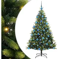 vidaXL Sapin de Noël Artificiel Pliable 300 LEDs Vert 180 cm PVC et PE