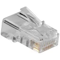 ACT Connecteur modulaire RJ45 (8P/8C) pour câble rond avec conducteurs solides. Unité : Sac 25 pcs, Serveur : accessoires, Transparent