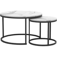 CALICOSY - Lot de 2 Tables Basses Gigognes Rondes L70 cm - LENNY