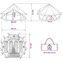 vidaXL Tente de type tipi, marron et gris, 300 x 300 x 200 cm, en polyester et acier