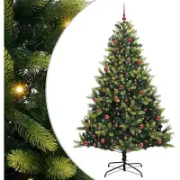 vidaXL Sapin de Noël Artificiel à Charnières 300 LEDs Vert 210 cm