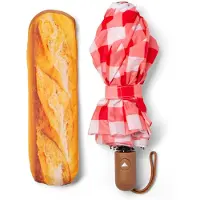 Kikkerland - Nouveau parapluie « Baguette » - Motif vichy rouge et blanc - 2,25 pouces sur 12 pouces une fois, Rouge, Multicolore
