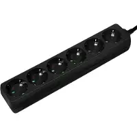 Logilink LPS238B bloc multiprise, 6x, sans interrupteur, noir
