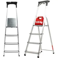Kadax échelle alu, escabeau "Vulvik" jusqu'à 125 kg, échelle d'escalier, échelle de sécurité alu, 4 marches