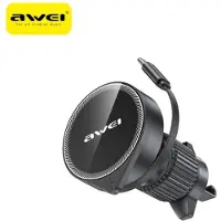Awei Uchwyt samochodowy Magsafe X73 do kratki wentylacyjnej z wyciąganym kablem czarny/black, Adaptateur pour véhicule, Noir