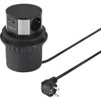 Sygonix SY-6887466 Steckdosenturm 3fach Schwarz, Silber Schutzkontakt 1 St. (3x, CEE 7/4)