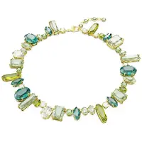 Swarovski Collier Gema, Tailles Variées, Vert, Placage De Ton Or