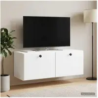vidaXL Meuble TV mural 78,5 x 31 x 30 cm Blanc Panneau de particules