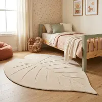 Little Olly Tapis lavable pour enfant - Coco Leaf Beige | 160x230 cm | Irréguliers | Pile courte
