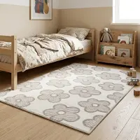 Little Olly Tapis chambre d'enfant- Bowie Flower Crème | 120x170 cm | Rectangulaire | Pile haute