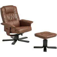 Idimex Fauteuil De Relaxation Charly Repose-Pieds Siège Pivotant Dossier Inclinable Assise Rembourrée Relax, Tissu Vintage Brun Pieds Noirs