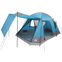 vidaXL Tente cabane avec toit, bleue, 8 personnes, en polyester et acier