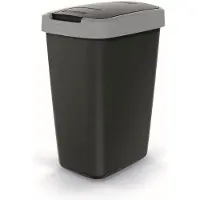 Prosperplast Poubelle 12l avec couvercle KEDEN COMPACTA Q noir avec bord gris