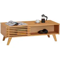 Idimex Table Basse Sean Table De Salon Rectangulaire Design Vintage, Avec 4 Niches Et Des Portes Coulissantes Ajourées, En Pin Teinté/Ciré