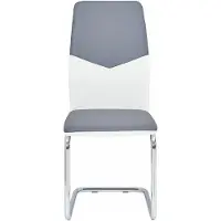 Idimex Lot De 4 Chaises De Salle À Manger Leona Piètement Chromé Revêtement Synthétique Bicolore Blanc Et Gris