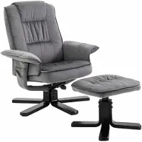 Idimex Fauteuil De Relaxation Charles Avec Repose-Pieds Pouf Si?Ge Pivotant Dossier Inclinable Assise Rembourr?E Relax, En Velours Gris