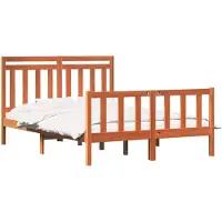 vidaXL Cadre de lit 2 pcs Cire marron 140 x 200 cm Bois de pin massif