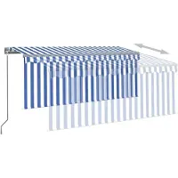vidaXL Store manuel rétractable avec enrouleur 3,5x2,5m bleu & blanc