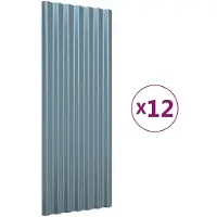 vidaXL -Dachpaneele 12 ST 100x36 cm Pulver -Stahl grau