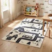 Little Olly Tapis voiture enfant - Dex Trail Noir | 80x150 cm | Rectangulaire | Pile courte