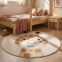 Little Olly Tapis de jeu rond lavable pour enfants – Sammy Girafe Beige | Ø 100cm | Rond | Pile courte