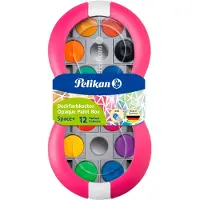 Pelikan Boîte à Peinture magenta 12 Couleurs + tube blanc
